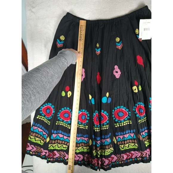 Boho Broomstick Hippie Maxi Skirt 2X Elastic Waist Aztec Southwest Vintage NOS - Picture 8 of 11